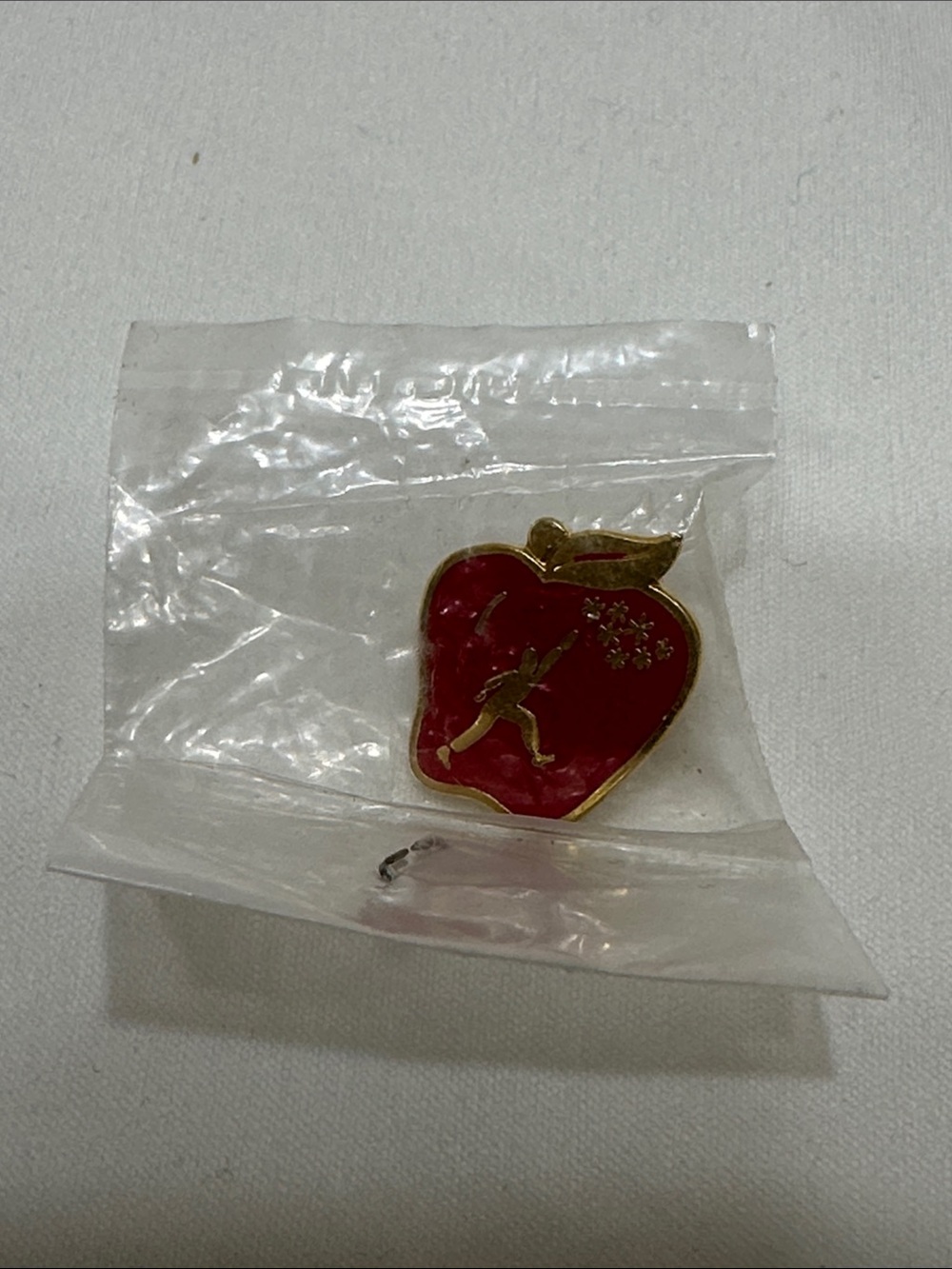 Red Apple Enamel Pin - Gold Trim
